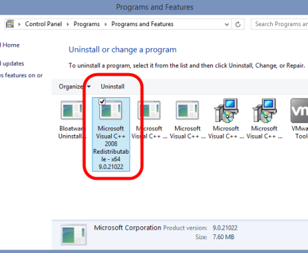 Visual C++ Vexation: Deleting Microsoft Visual C++ 2008 Redistributable